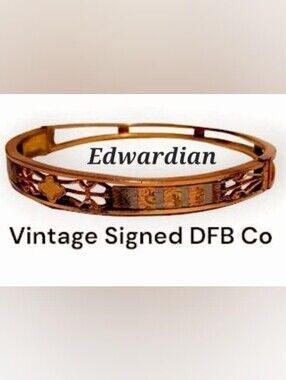 Antique Edwardian D.F.B. Co. CARMEN Sweetheart Expansion Bracelet Clover Gold Fi